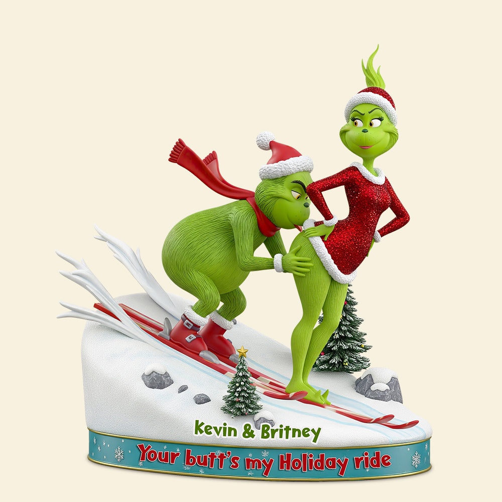 Your Butt's My Holiday Ride - Personalized Skiing Couple Christmas Acrylic Plaque Shaped Plaques PopCulturePrints