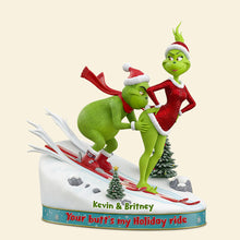Load image into Gallery viewer, Your Butt&#39;s My Holiday Ride - Personalized Skiing Couple Christmas Acrylic Plaque Shaped Plaques PopCulturePrints
