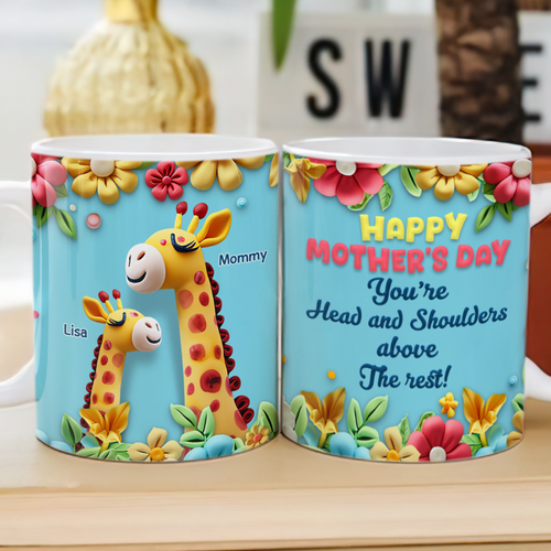 You're Head and Shoulders Above the Rest - Best Giraffe Mom Personalized Mug Coffee Mug PopCulturePrints