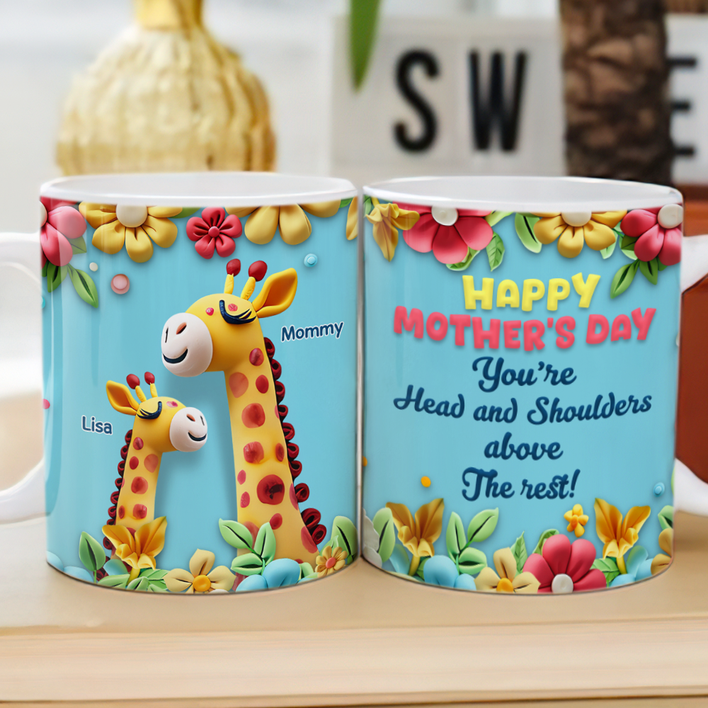 You're Head and Shoulders Above the Rest - Best Giraffe Mom Personalized Mug Coffee Mug PopCulturePrints