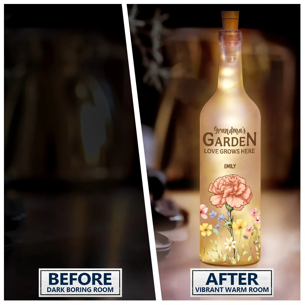 “Grandma's Garden: Love Grows Here” - Personalized Bottle Light for Grandma & Mom Bottle Light PopCulturePrints