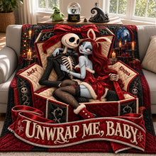 Load image into Gallery viewer, Unwrap Me, Baby - Spooky Naughty Couple Blanket - Personalized Christmas Gifts for Couples
