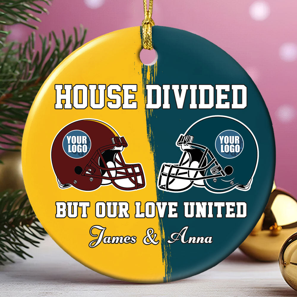 Custom Football Couple Ornament | House Divided, Love United - Valentine's Day Gifts Ornament PopCulturePrints