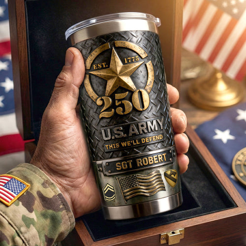 Proud American Veteran Tumbler - A Personalized Gift for Heroes Tumbler Cup PopCulturePrints