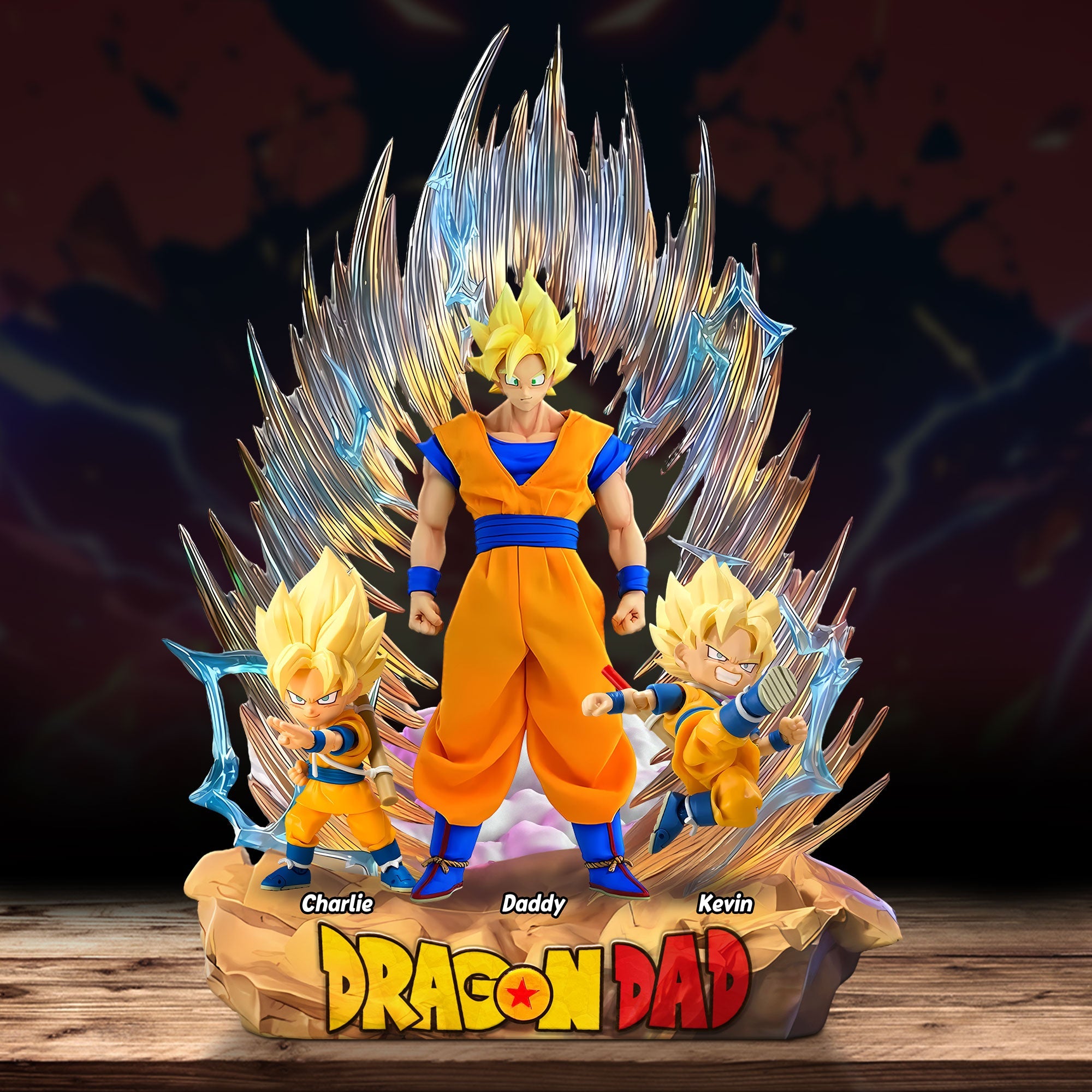 "Unleash the Power of Love - Dragon Dad Plaque, Personalized Gift for Dads and Grandpas" Shaped Plaques PopCulturePrints