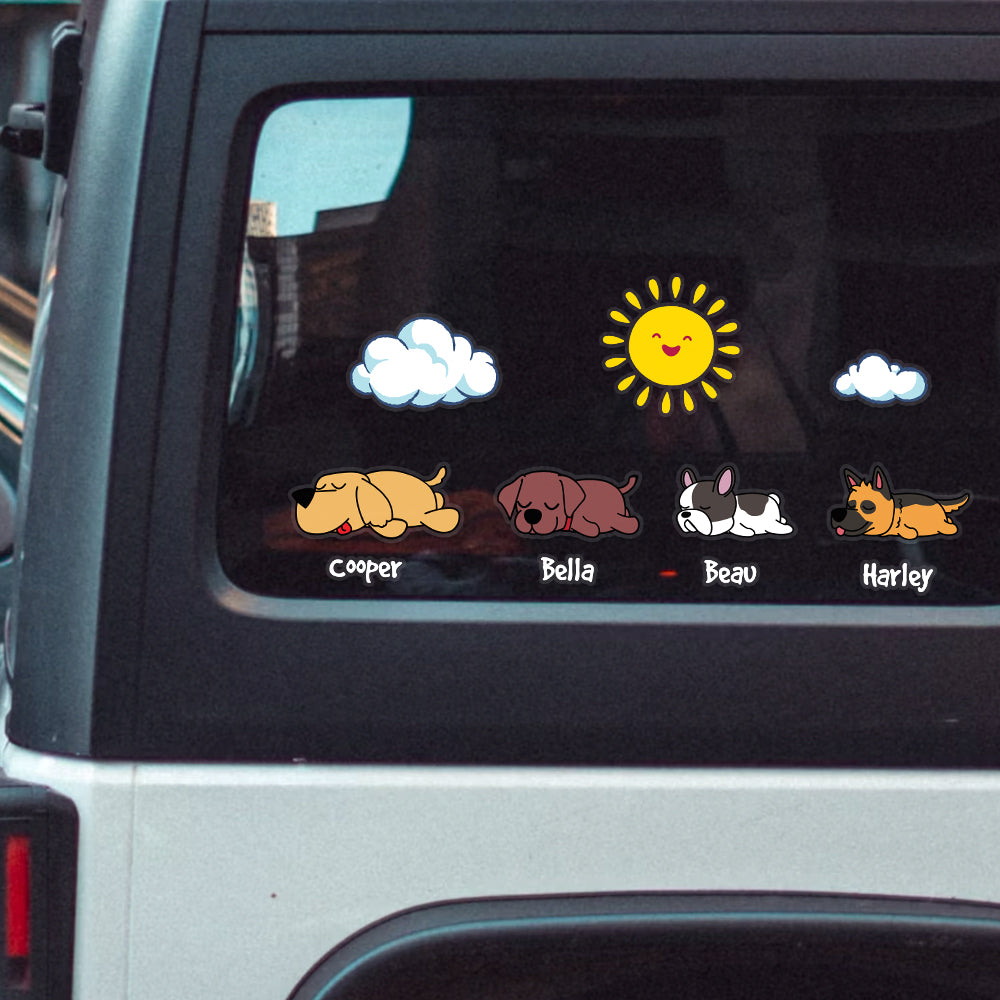 Custom Dog Lover Car Window Decal - Personalized Cute Cartoon Dog Stickers