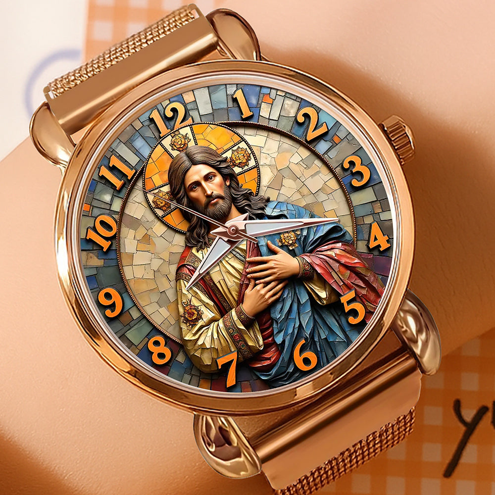 “Blessings from Above” - Personalized Jesus Blessing Mesh Strap Quartz Watch - Perfect Gift for Jesus Lovers, Faithful Friends & Family Quartz Watch PopCulturePrints