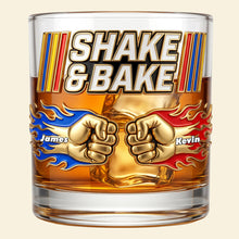 Load image into Gallery viewer, “Shake &amp; Bake” – Personalized Brotherhood Fist Bump Round Glass
