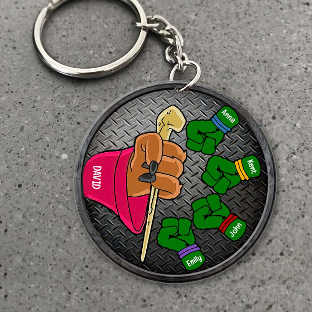 Custom Dad Keychain - Fist Bump Design Keychains PopCulturePrints