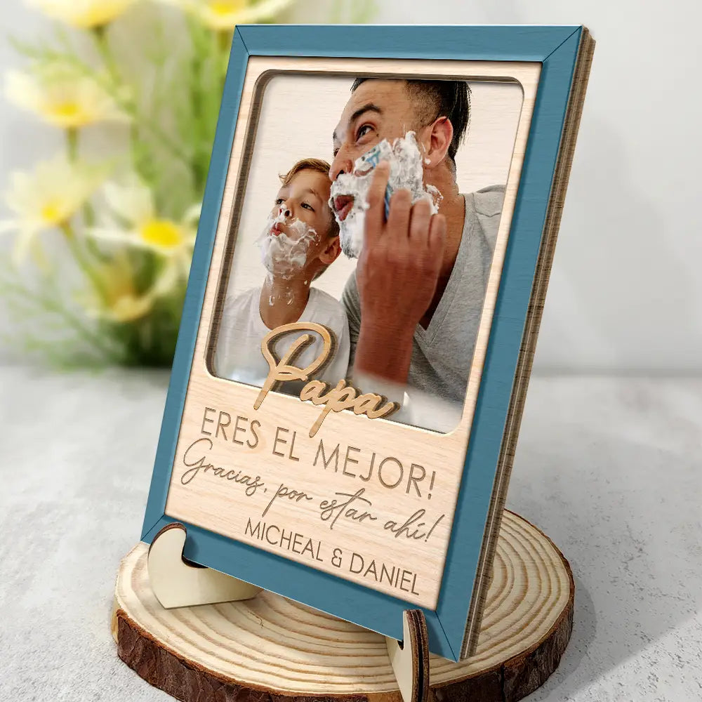 Papa, You Are The Best! - Personalized 2-Layered Wooden Plaque With Stand - Gift for Dad, Grandpa, and Loved Ones Wooden Plaque PopCulturePrints