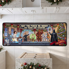 Load image into Gallery viewer, “May the Force Be Merry” Personalized Christmas Runner Rug - Unique Gift for Star Wars Fans, Families, and Friends
