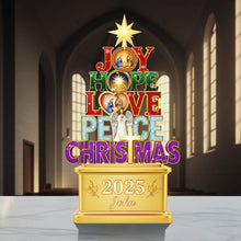 Load image into Gallery viewer, Joy, Hope, Love, Peace - Personalized Christmas Acrylic Plaque for Christians Shaped Plaques PopCulturePrints
