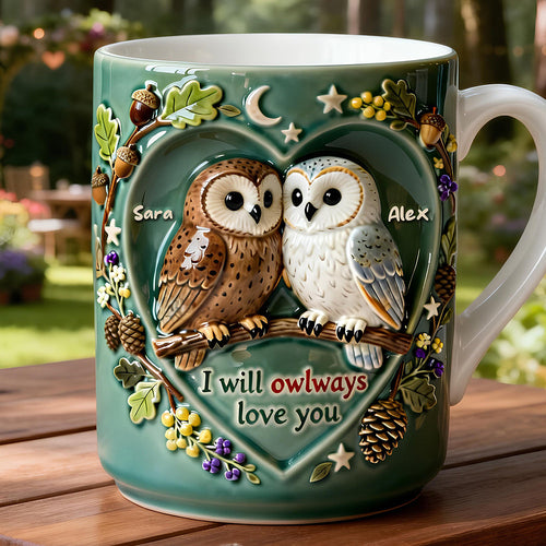 I Will Owlways Love You - Personalized Owl Couples Coffee Mug Coffee Mug PopCulturePrints
