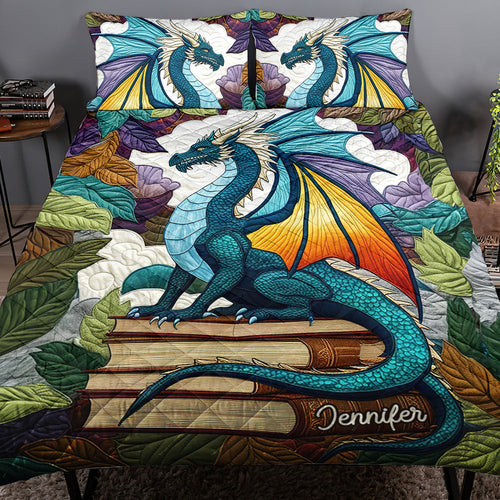 Personalized Dragon-Themed Quilt Bed Set for Book Lovers Blanket PopCulturePrints