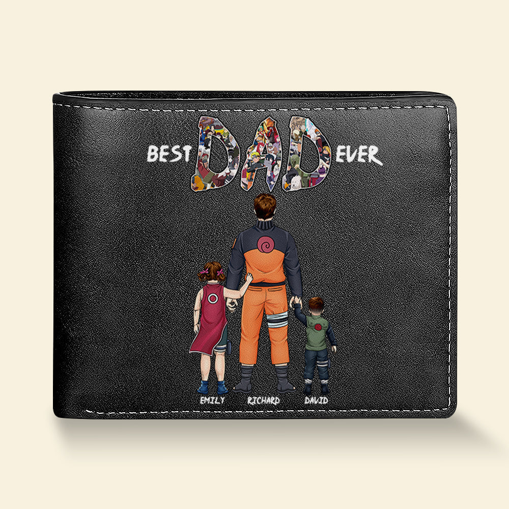 Customizable Best Dad Ever PU Leather Wallet Leather Wallet PopCulturePrints