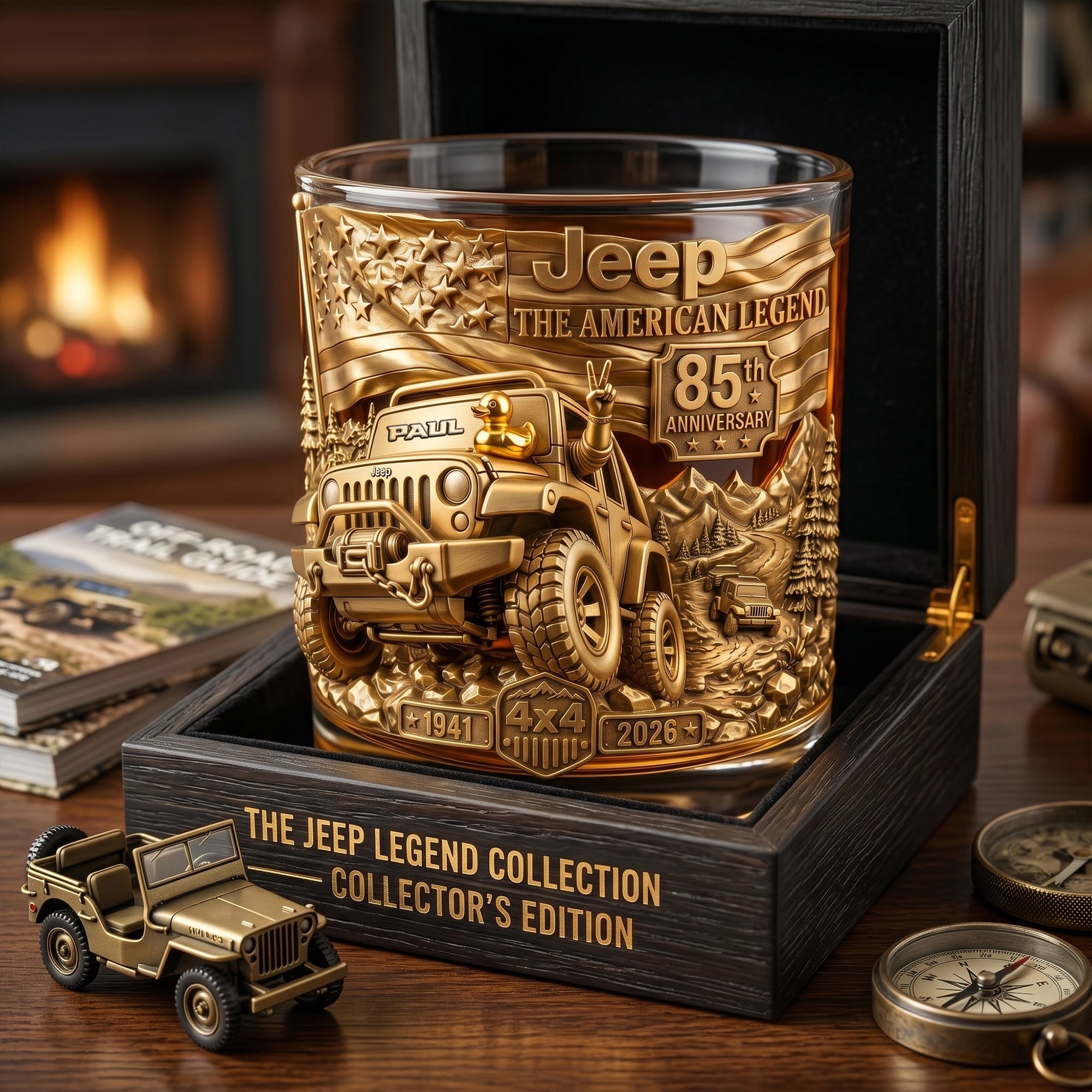 Celebrate the Legend: 85th Anniversary Off-Road Round Glass - Personalized Gifts for Jeep Enthusiasts