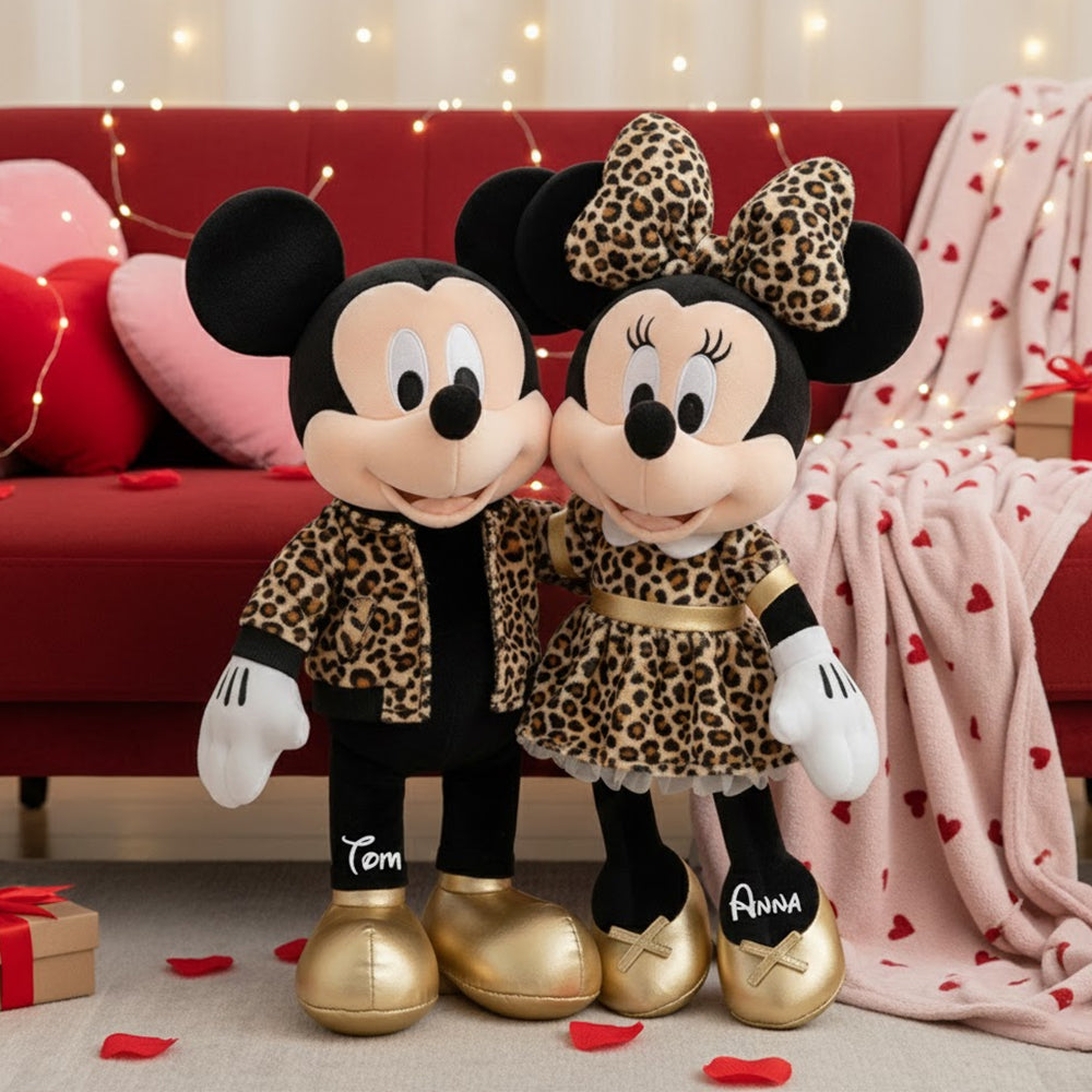 "Celebrate Love with a Roar!" - Leopard Style Animated Couple Shaped Pillow - Personalized Gift for Any Occasion Pillow PopCulturePrints