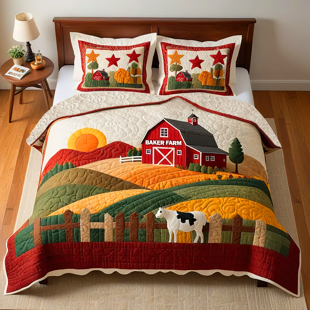Personalized Farmer Quilt Bed Set | Peaceful Farmhouse Décor Blanket PopCulturePrints