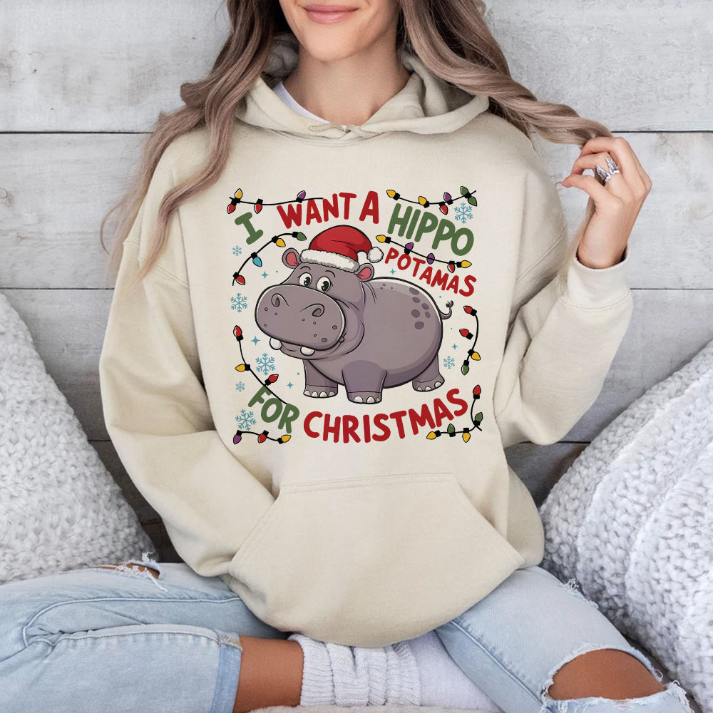 Festive Hippo Christmas Lover's Shirt