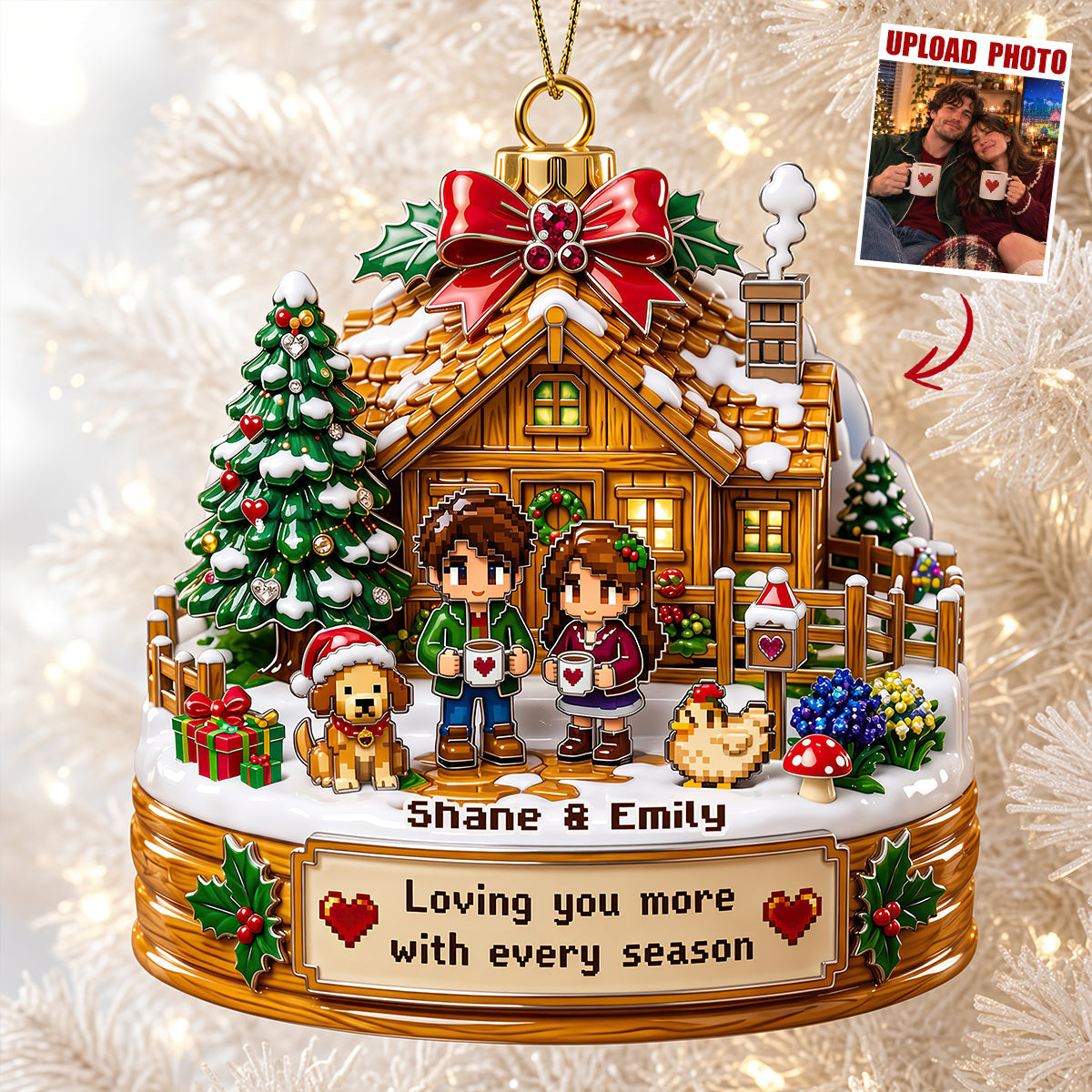 Loving You More with Every Season - Custom Photo Acrylic Ornament for Couples