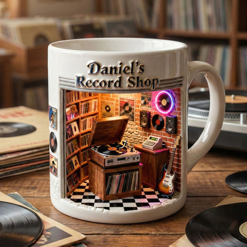 “Where Music Lives” - Personalized Record Vinyl Shop Coffee Mug - Custom Gift for Vinyl Lovers and Music Enthusiasts Coffee Mug PopCulturePrints