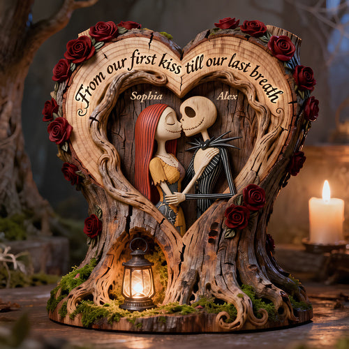 From Our First Kiss Till Our Last Breath - Personalized Kissing Couple Acrylic Plaque - Custom Gift for Couples Shaped Plaques PopCulturePrints