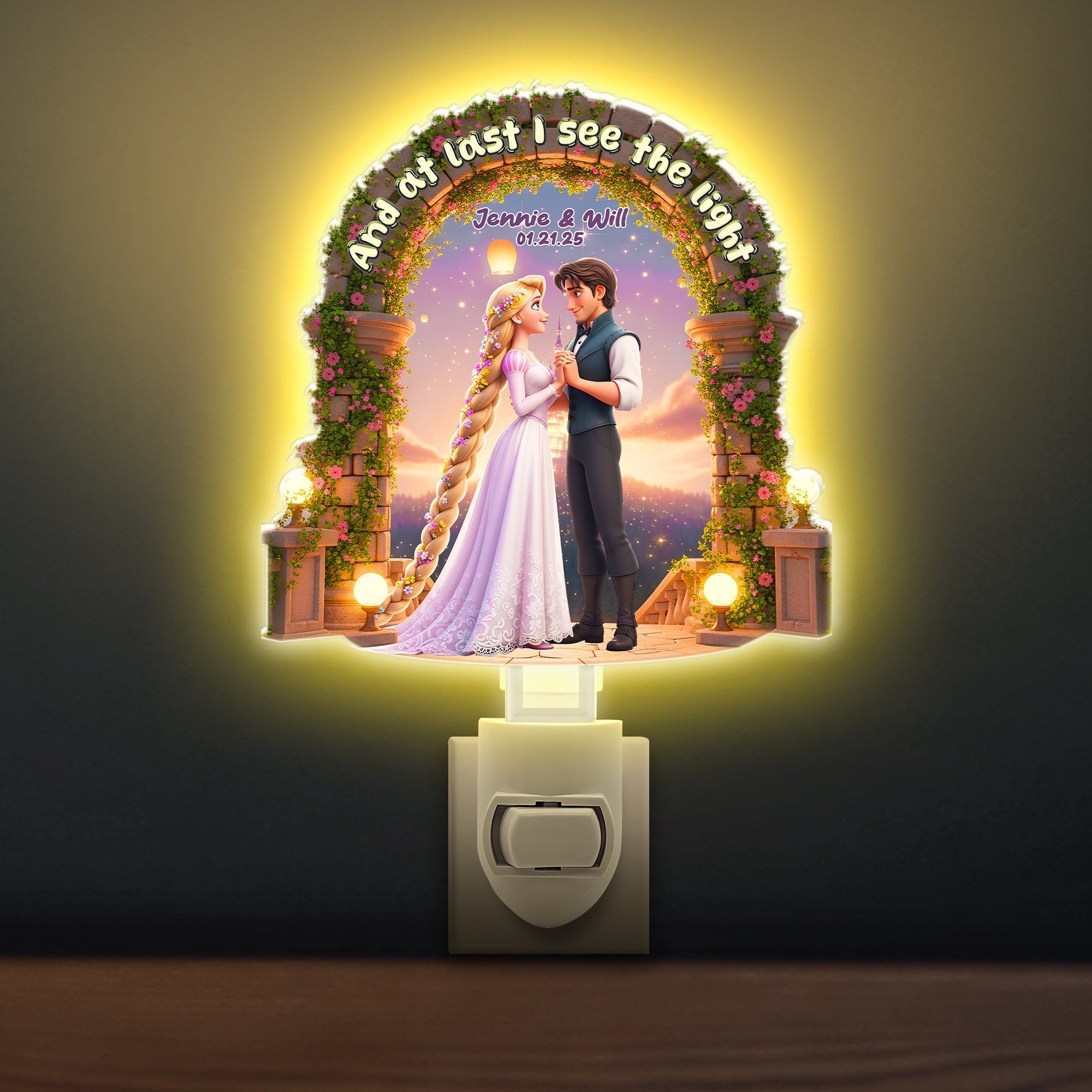 And at last I see the light - Fairy Tale Love Acrylic Night Light, Personalized Gift for Couples Night Light PopCulturePrints