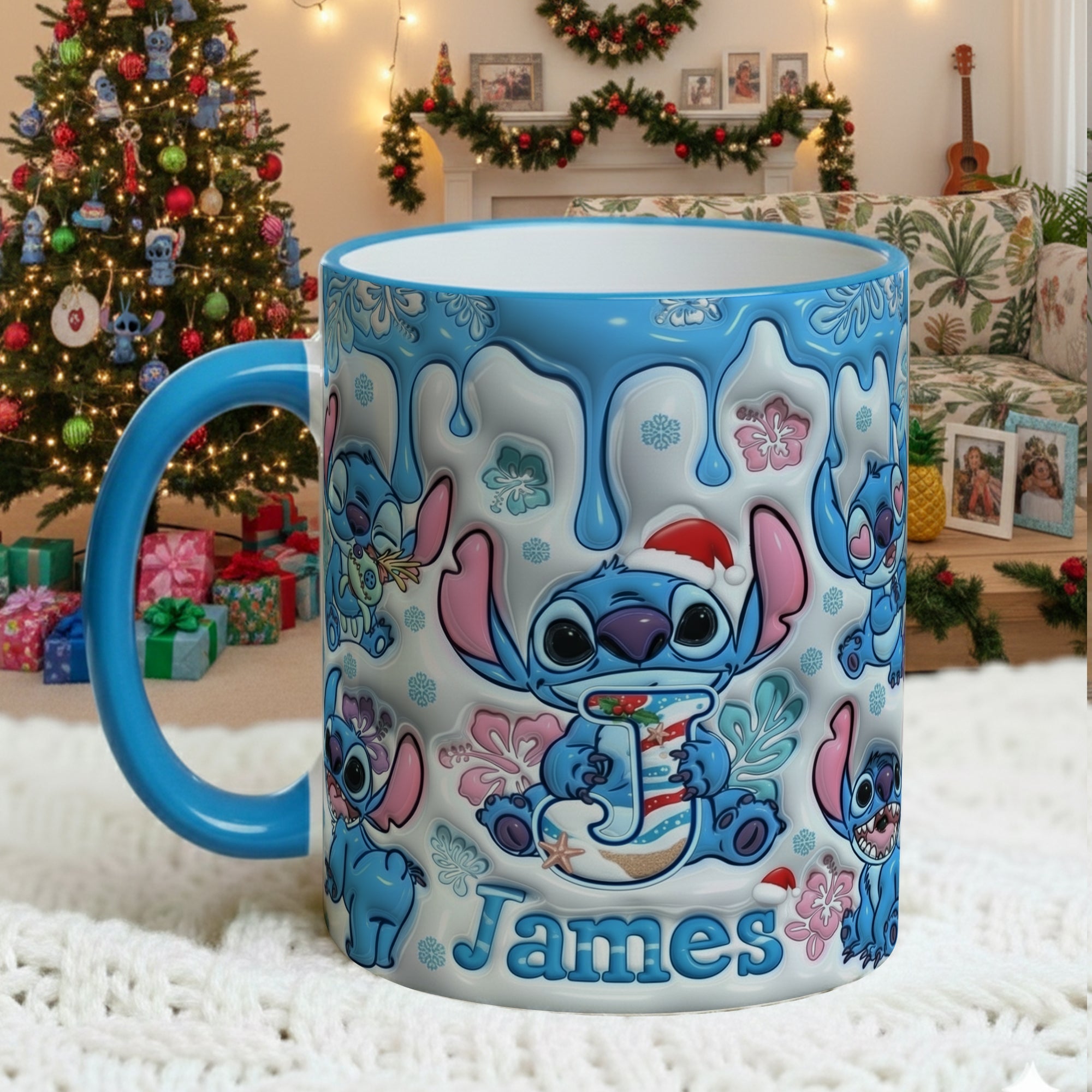 “Bring the Spirit of Christmas with Every Sip!” - Personalized Tropical Christmas Coffee Mug - Custom Gift for Friends, Family, and Colleagues Coffee Mug PopCulturePrints