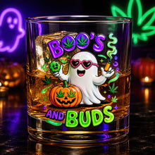 Load image into Gallery viewer, Boo's and Buds: Personalized Halloween Round Glass - Perfect Gift for Stoners and Ghost Lovers Glass PopCulturePrints

