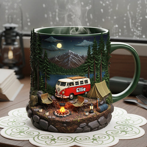 “Adventure Awaits: Sip in Nature” - Camping Coffee Accent Mug - Personalized Gift for Camping Lovers Coffee Mug PopCulturePrints