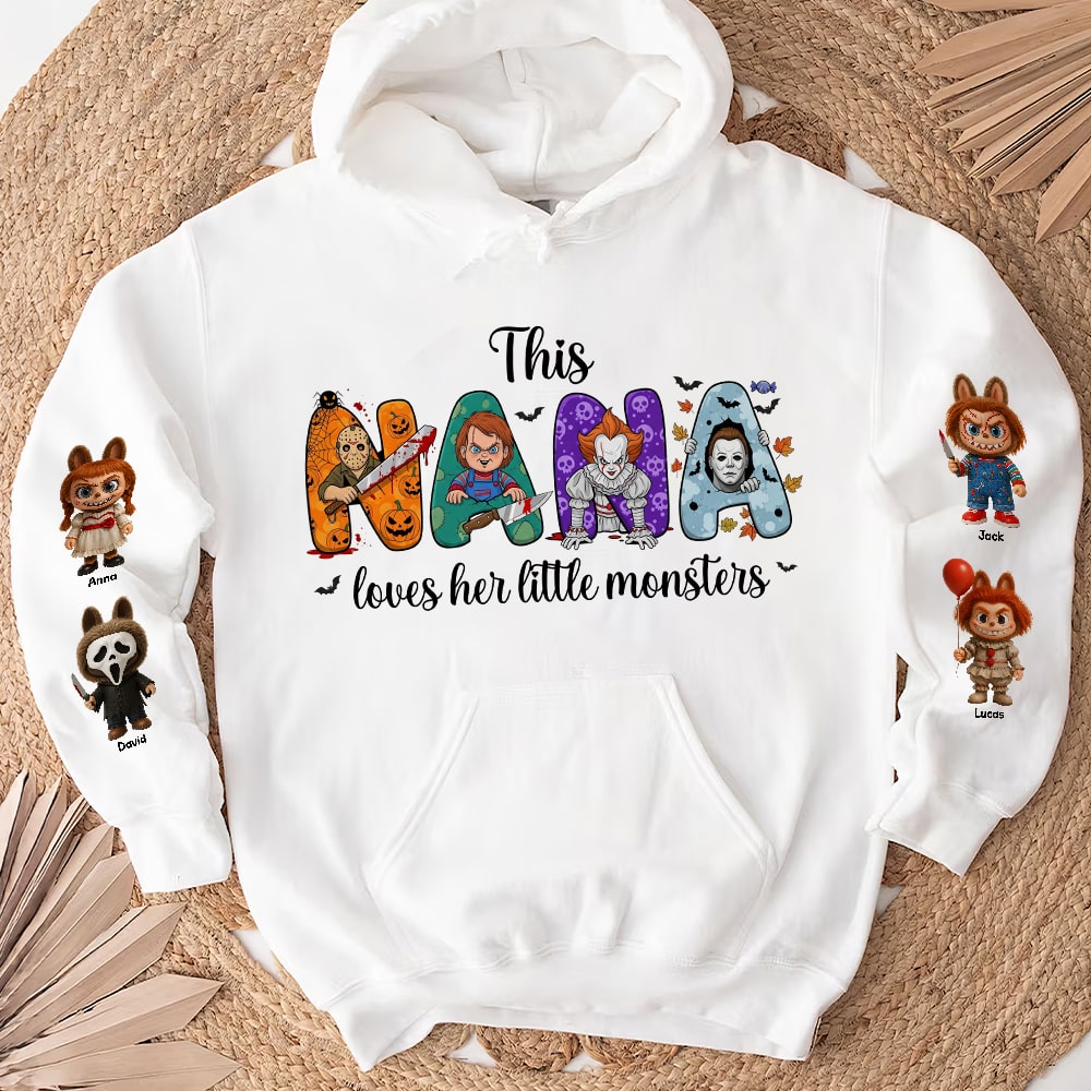 This Nana Loves Her Little Monsters - Personalized Horror Shirt for Grandma AOP Products PopCulturePrints