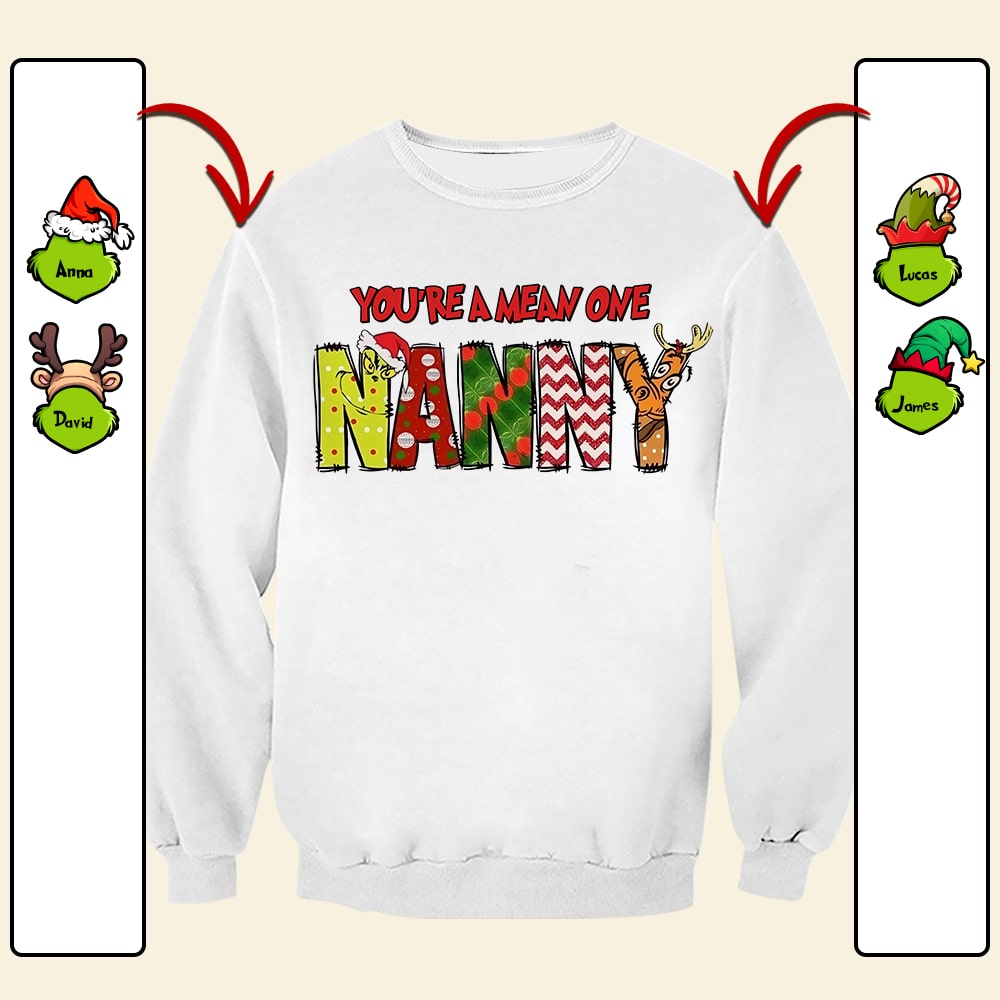 Personalized Christmas Nanny Shirt - Fun & Festive Gift AOP Products PopCulturePrints