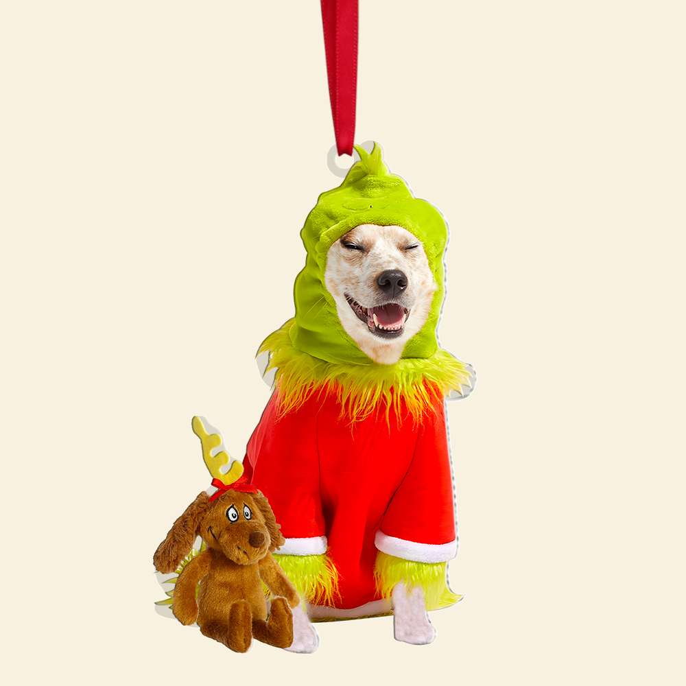 Personalized Grinch Dog Photo Christmas Ornament Ornament PopCulturePrints