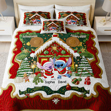 Load image into Gallery viewer, “Celebrate Love This Christmas!” - Personalized Lover's House Christmas Quilt Bedding Set - Unique Gift for Couples, Friends, and Family Bedding Set PopCulturePrints
