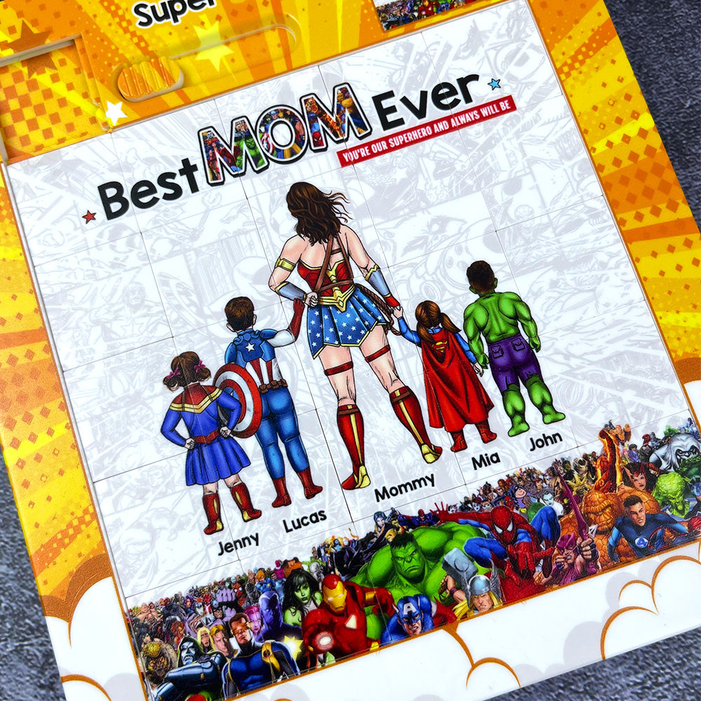 "You're Our Superhero - Best Mom Ever" - Personalized Sliding Puzzle - Gift for Mom, Grandma, and More Sliding Puzzle PopCulturePrints