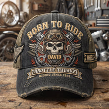 Load image into Gallery viewer, “Born to Ride” - Vintage Rider Skull Classic Cap - Personalized Gifts Caps PopCulturePrints
