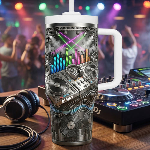 “Spin Your Style!” - DJ Controller 40oz Tumbler - Personalized Gift for Music Lovers Tumbler Cup PopCulturePrints