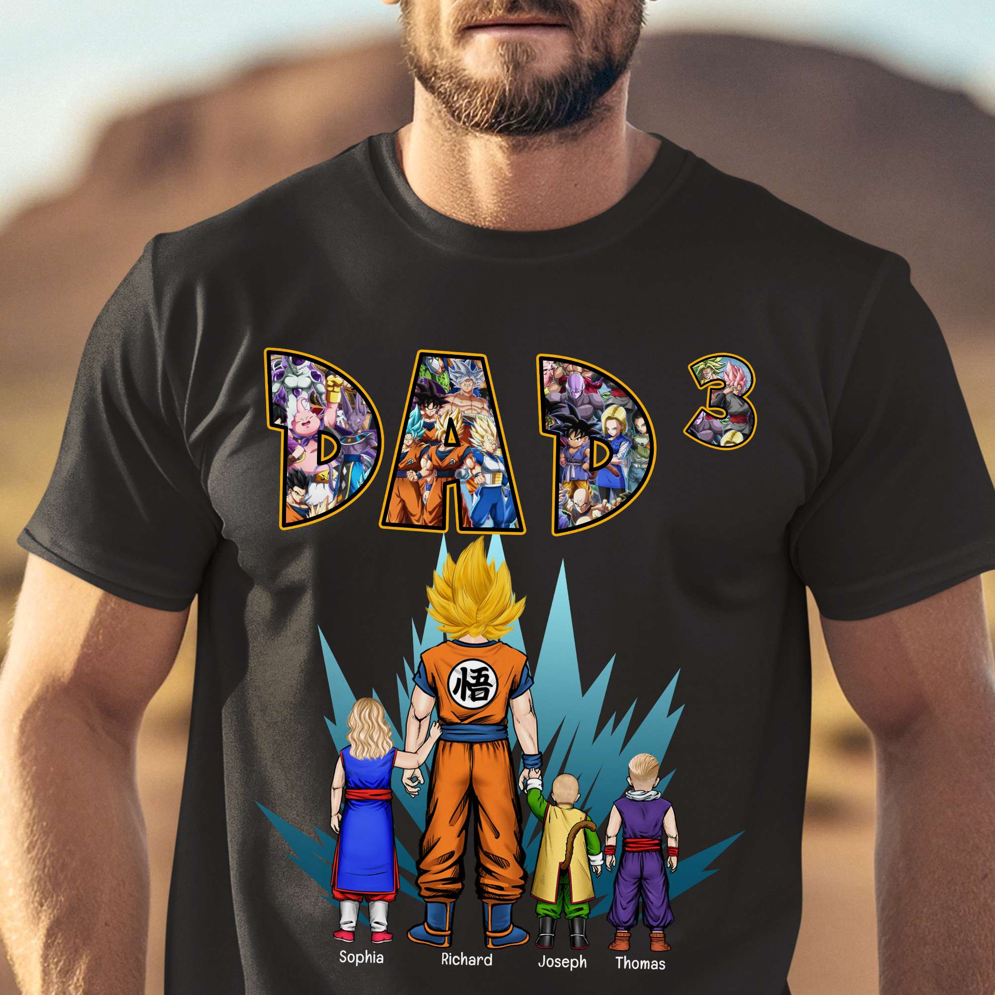 Personalized Dragon Ball Z Dad and Kids T-Shirt