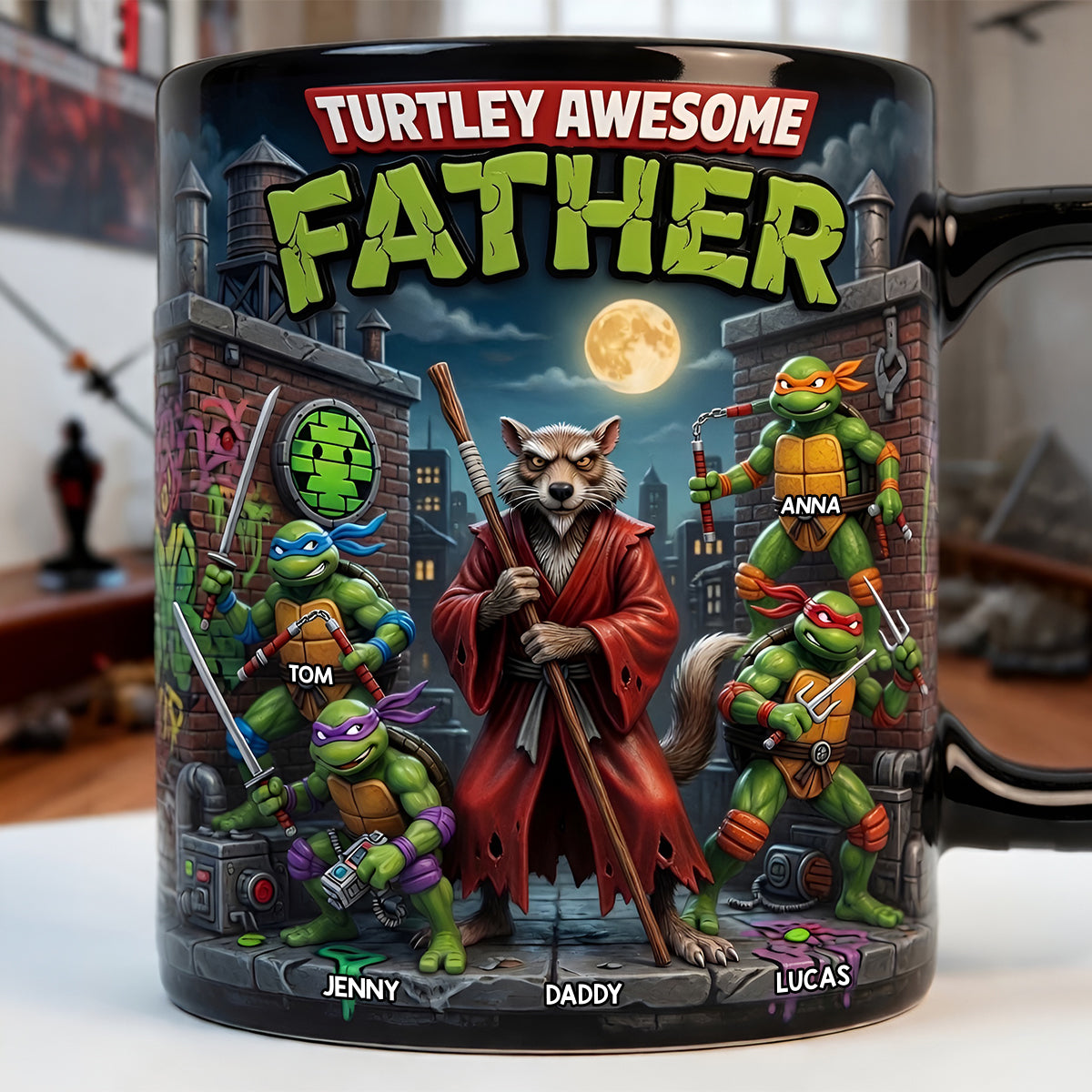 Turtley Awesome Father Magic Ceramic Mug - Personalized Gift for Dad Coffee Mug PopCulturePrints
