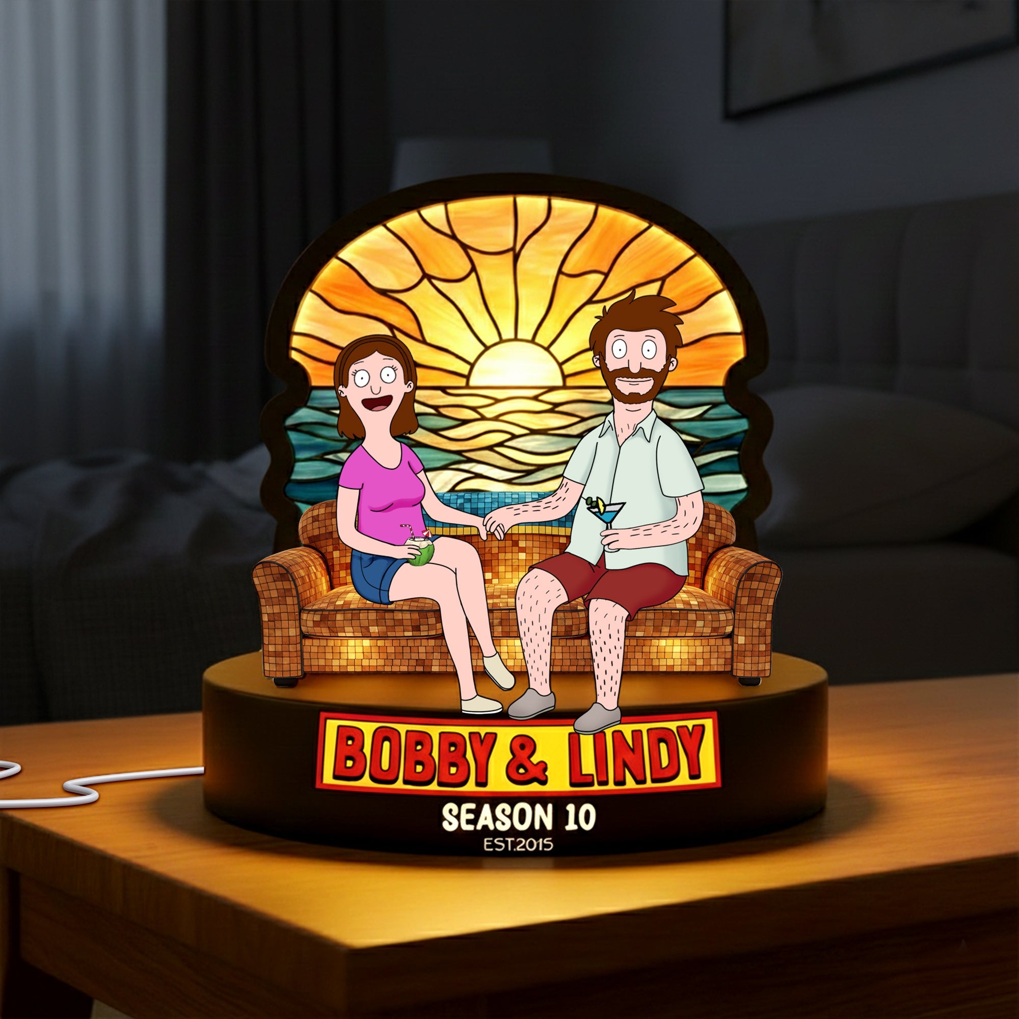 Love Illuminated: Beach Couple Light Box - Personalized Gift for Couples Light Box PopCulturePrints
