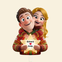 Load image into Gallery viewer, Sweet Hugging Couple Christmas Tree Topper - Personalized Gift for Couples, A Touch of Love Ornament PopCulturePrints
