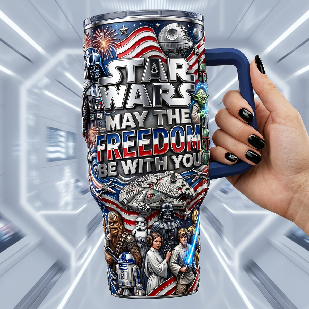 "May The Freedom Be With You" - Personalized 40oz Tumbler for Star Wars Fans