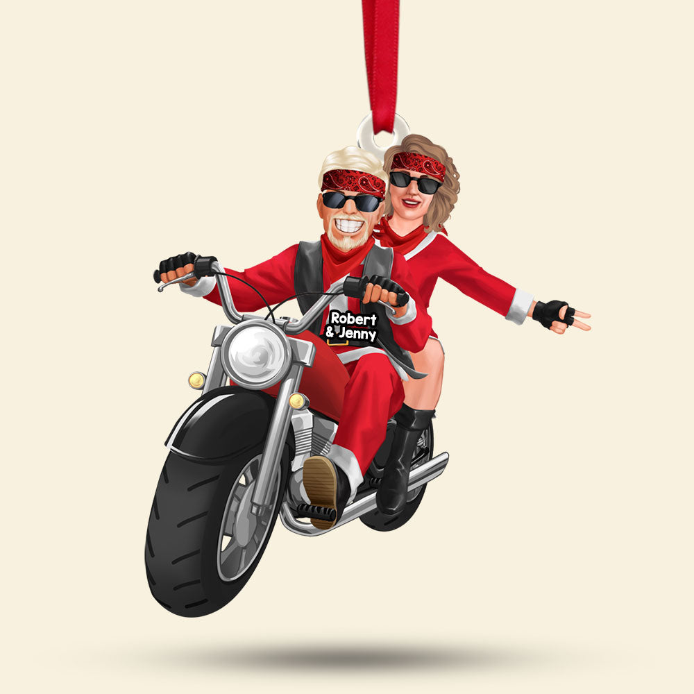 Custom Motorbike Couple Christmas Ornament