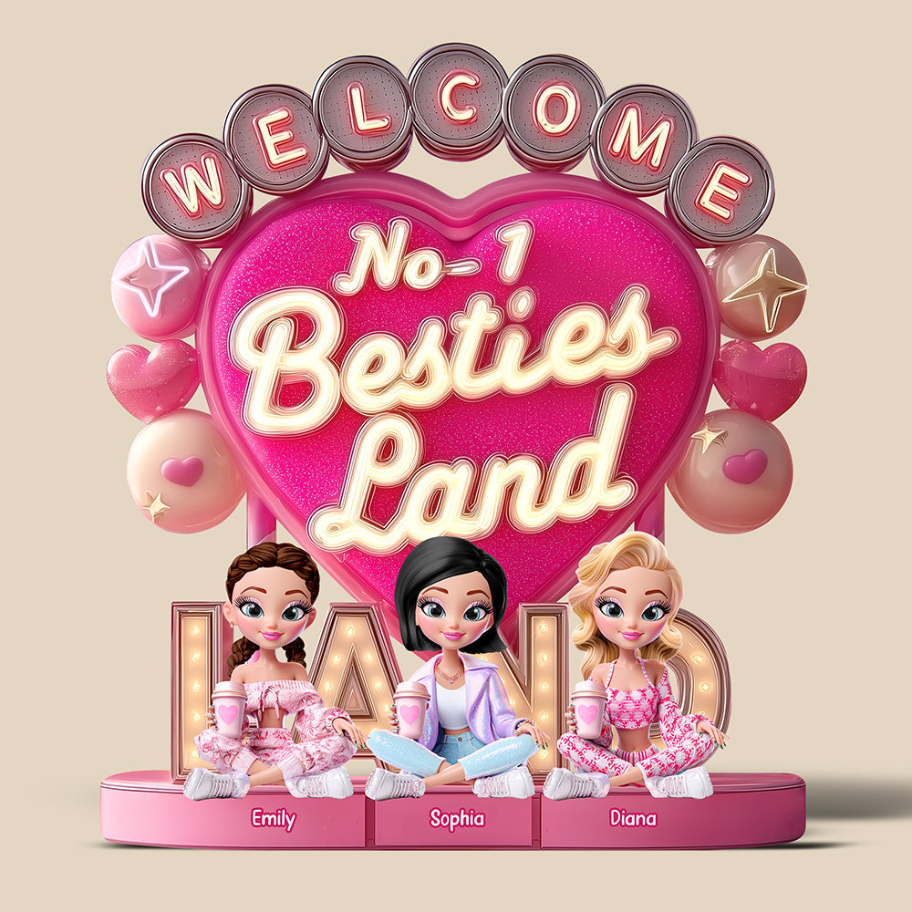 Welcome to Besties Land - Personalized Doll Plaque for Your Best Friends Shaped Plaques PopCulturePrints