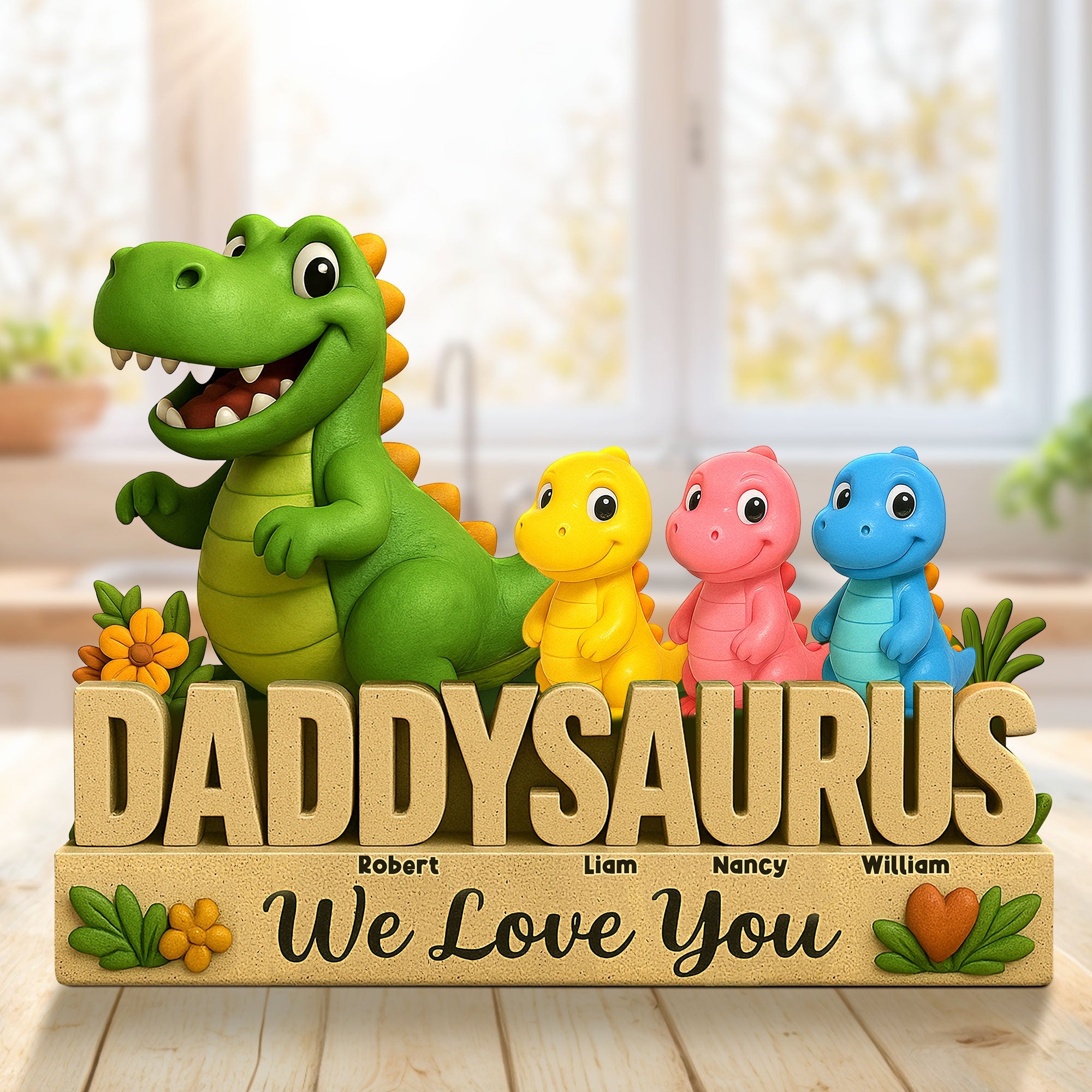 DADDYSAURUS - Personalized Dinosaur Dad Plaque for Father's Day Shaped Plaques PopCulturePrints