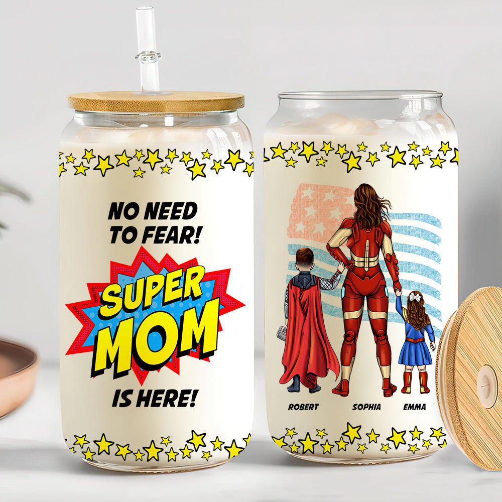 Super Dad Personalized Glass Can for Father's Day Glass Can PopCulturePrints