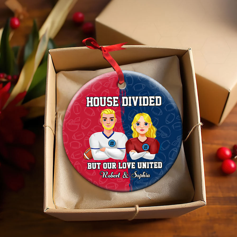 Personalized American Football Couple Christmas Ornament - Unique Holiday Gift for Valentine's Day Gifts Ornament PopCulturePrints