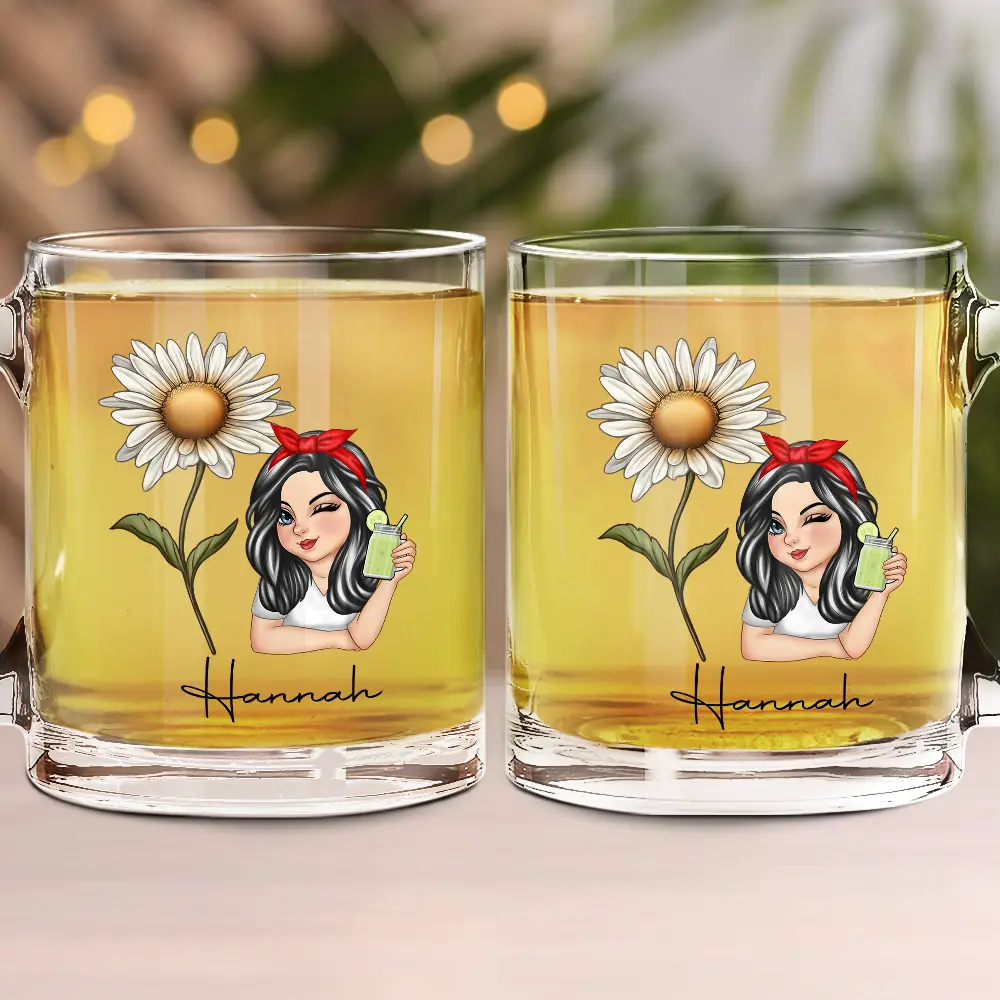 Bloom Where You're Planted - Personalized Women's Glass Mug with Birth Month Flowers Glass Mug PopCulturePrints
