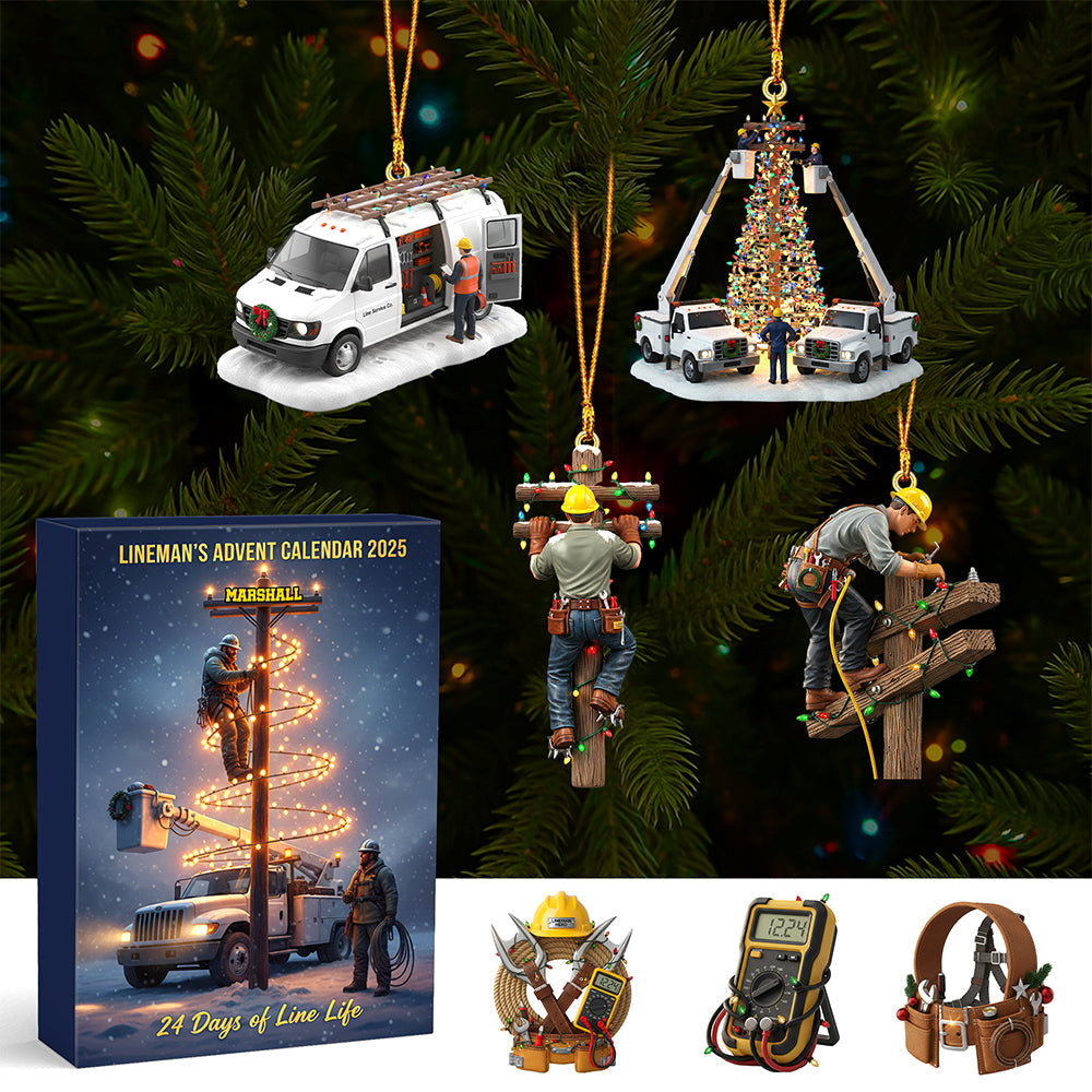 “Light Up Their Holidays!” - Personalized Lineman Christmas Advent Calendar Blind Box Advent Calendar PopCulturePrints