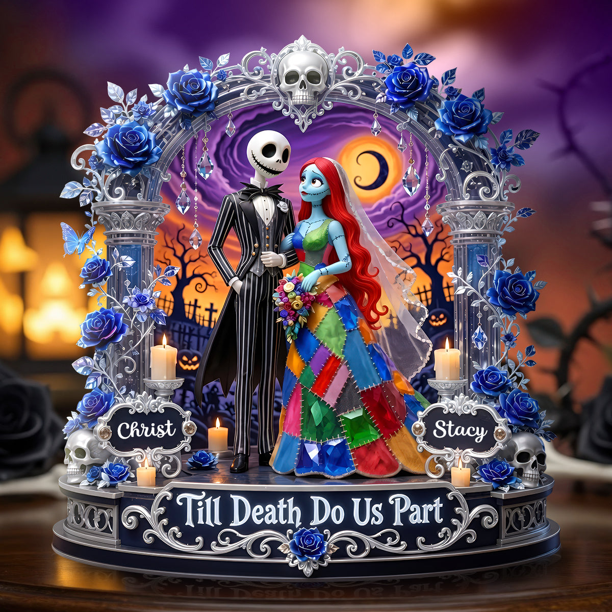 "Till Death Do Us Part" - Spooky Couple Acrylic Plaque - Personalized Gift for Couples, Customizable for Any Occasion